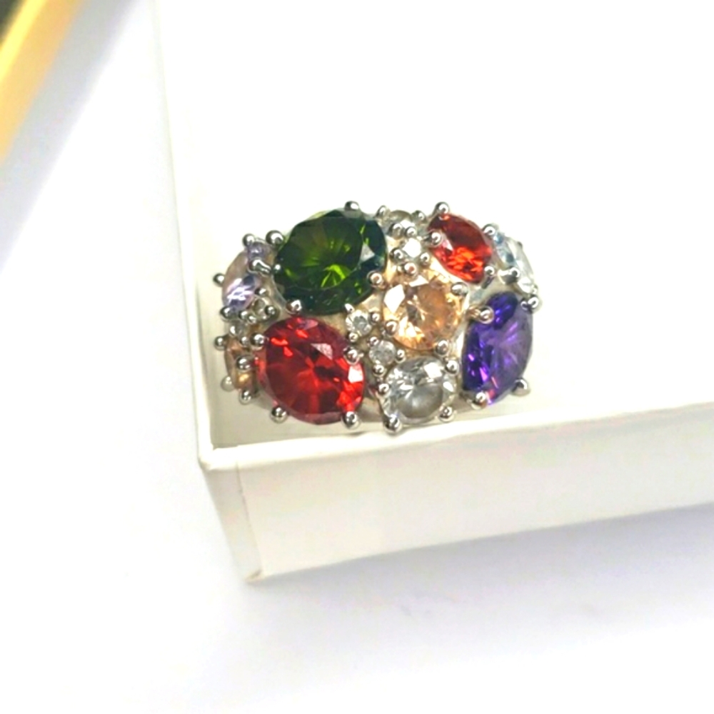 Designer Nataylia Vintage Cocktail Ring Real Crystals